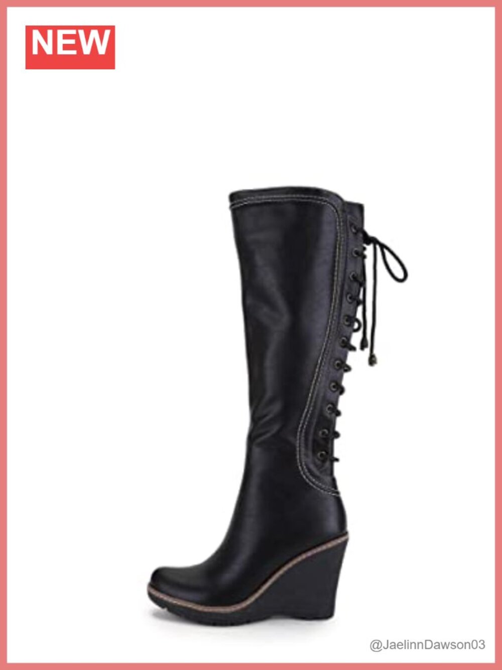 ANN CREEK Camuy Knee-High Wedge Boots Faux Leather Women's Round Toe Zip Closure